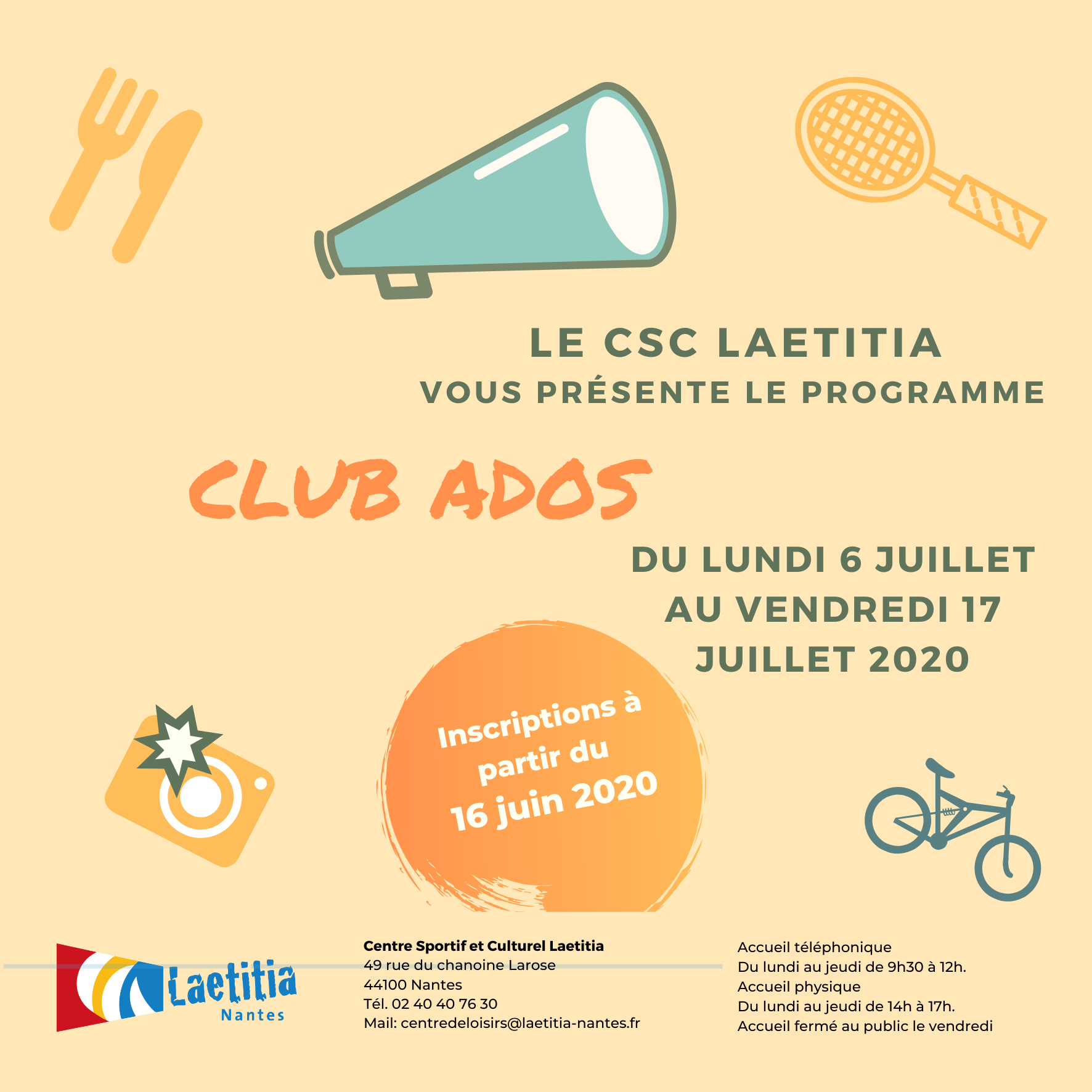 CSC Laetitia Nantes – Club Ado - Juillet 2020